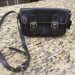 Coach crossbody black leather bag